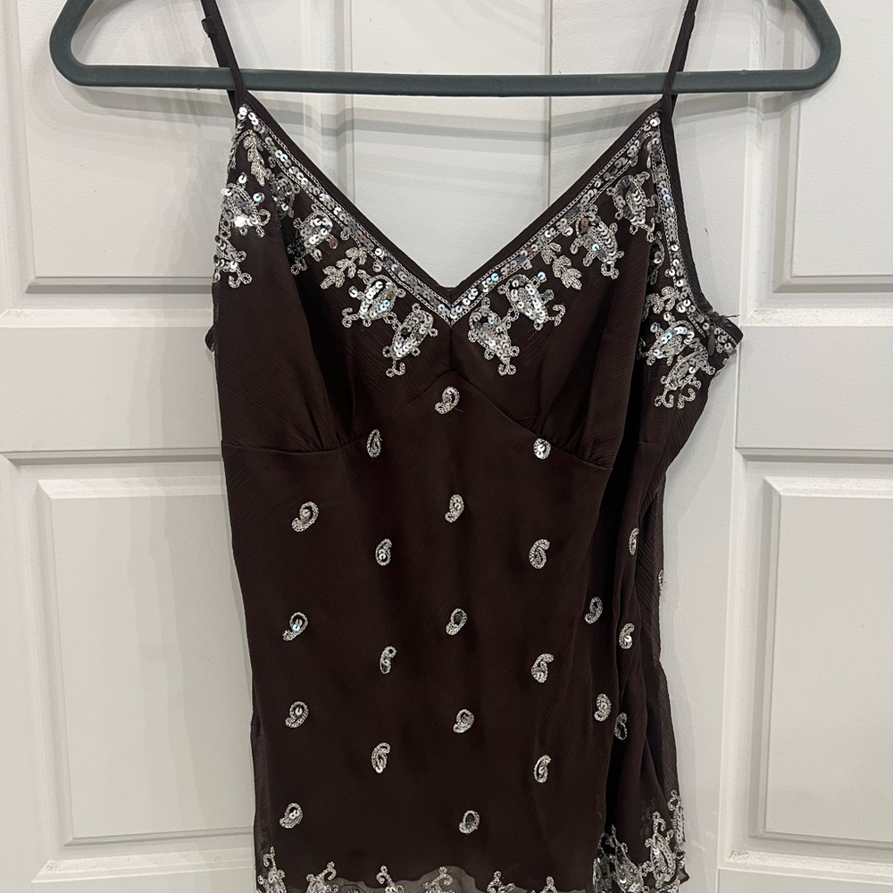Harold's Brown and Silver Embellished Camisole